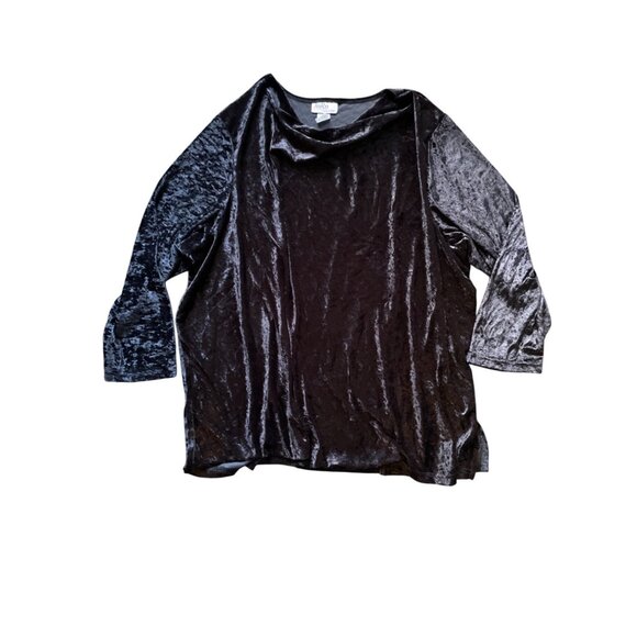JoRo Fashions Women's 3X Crushed Velvet Black Long Sleeve Top Whimsigoth - Picture 1 of 7